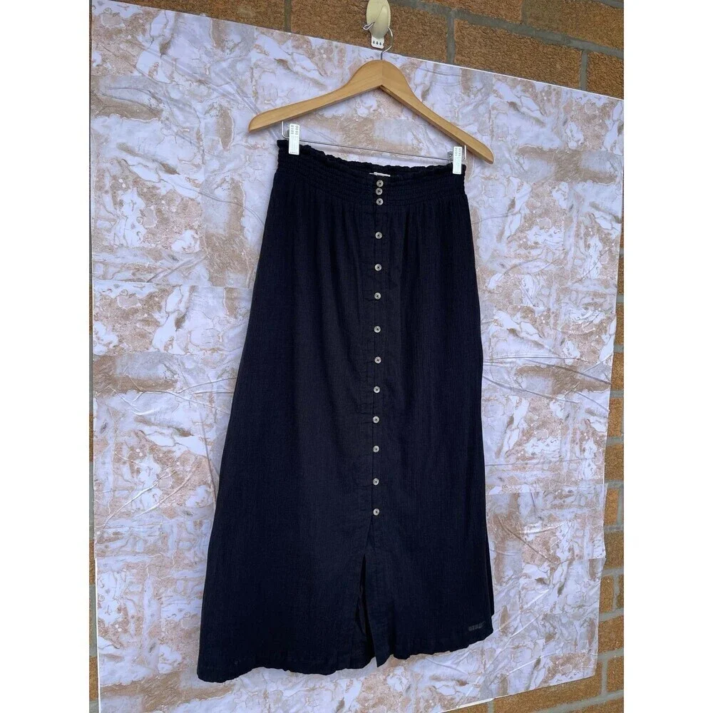 Mille resort and travel smocked waist button front midi skirt size medium - Picture 2 of 9